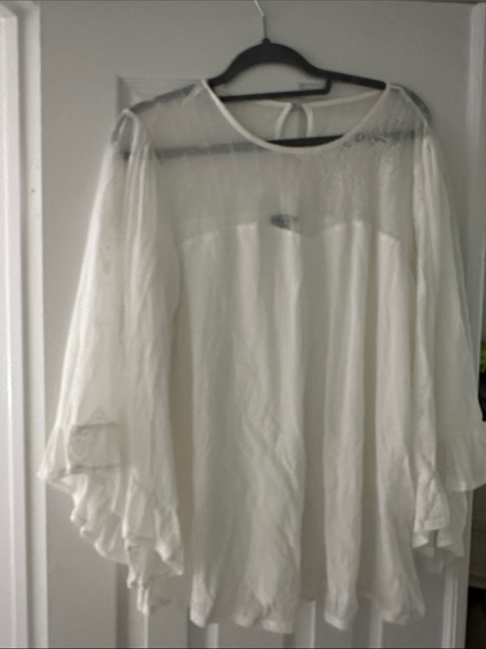 Sheer Ivory Long-Sleeve Blouse - Elegant Women's Top